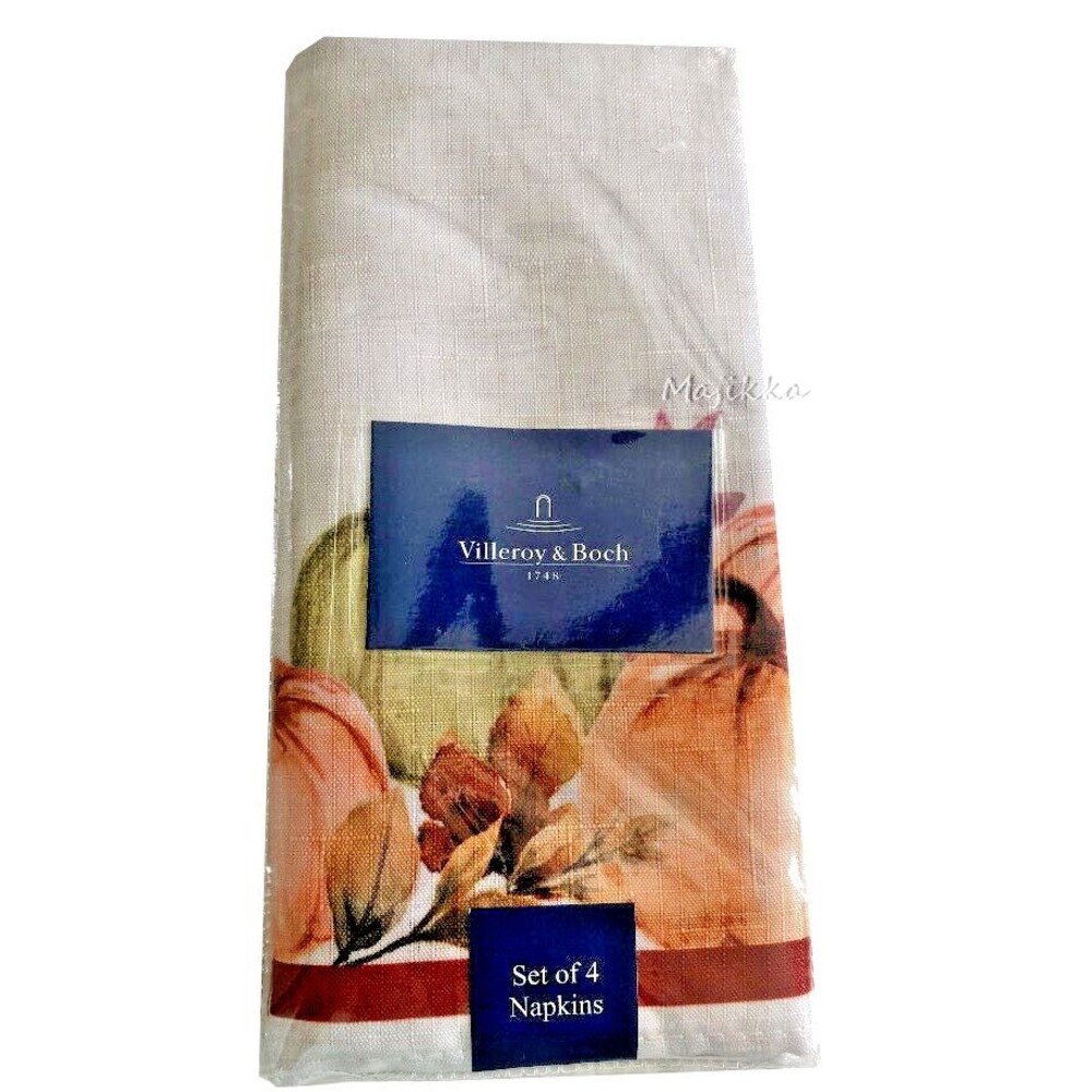 Villeroy & Boch Thanksgiving Pumpkin Napkins Fall Arrangements 18x18" Set of 4